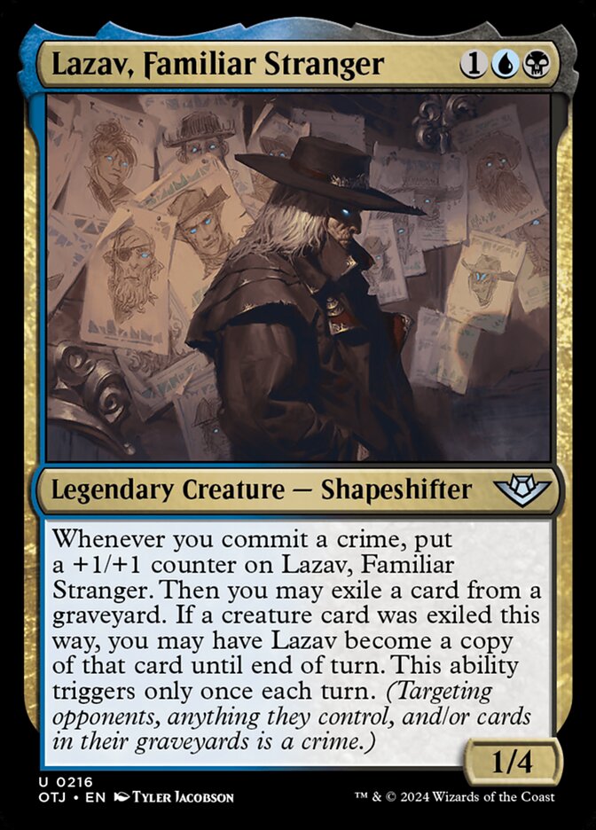 Lazav, Familiar Stranger · Outlaws of Thunder Junction (OTJ) #216
