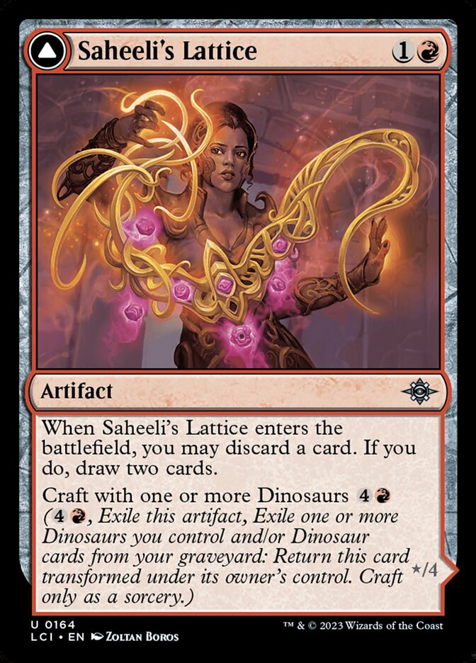 Saheeli's Lattice // Mastercraft Raptor · The Lost Caverns of Ixalan (LCI) #164