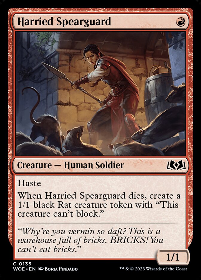 Harried Spearguard · Wilds of Eldraine (WOE) #135