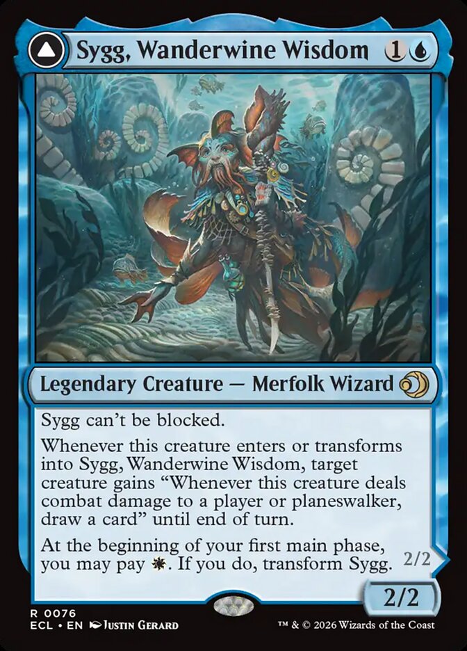 Sygg, Wanderwine Wisdom // Sygg, Wanderbrine Shield · Lorwyn Eclipsed (ECL) #76