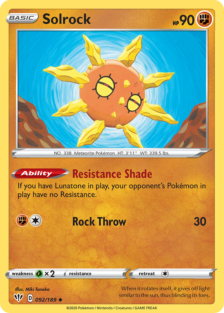 Solrock · Darkness Ablaze (SWSH3) #92
