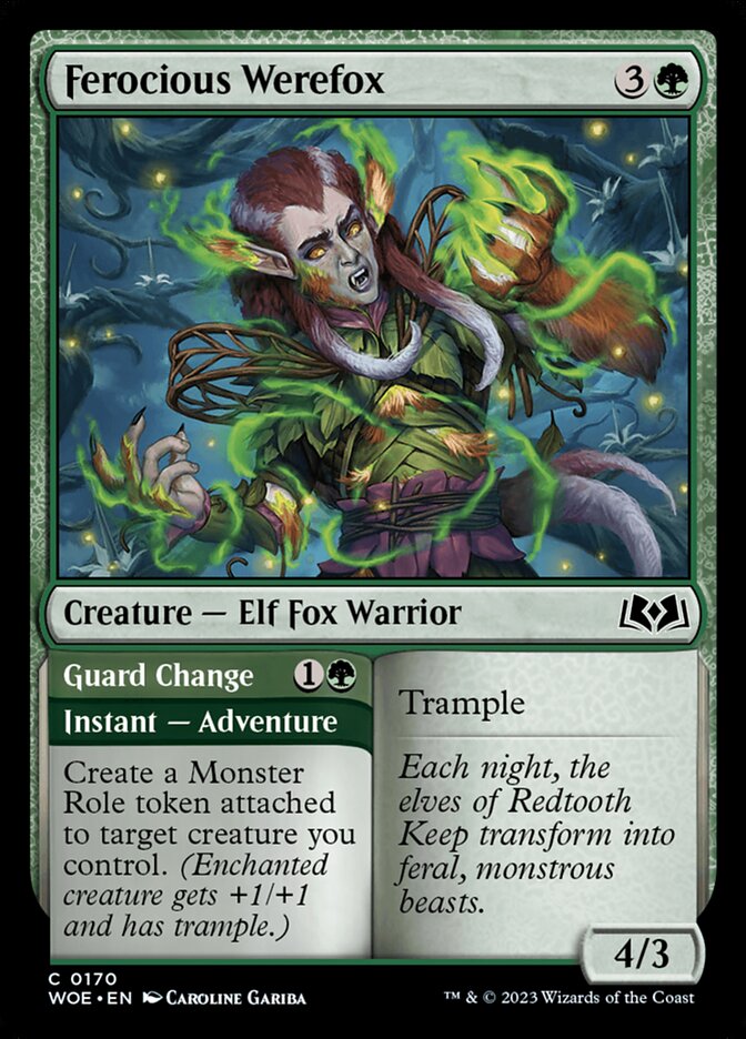 Ferocious Werefox // Guard Change · Wilds of Eldraine (WOE) #170